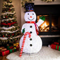 VINGLI 6FT Lighted Snowman Holding Candy Cane Christmas Yard Decorations, Prelit Pull Up Snowman with 210 White LED Lights, Outdoor Lighted Xmas Yard Decorations for Lawn Garden Porch Indoor Décor