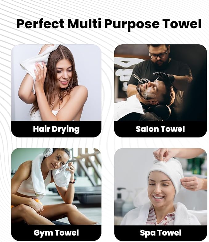 Avalon Towels Salon Towel - White Hand Towels Bulk Pack of 24 - 100% Cotton Absorbent Spa, Facial & Gym Towel for Working Out - 16x27 Inches (Not Bleach Proof)