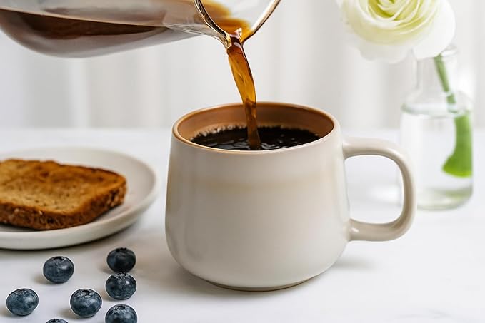 Ava Nord Stoneware Ceramic Coffee Mugs Set of 4 | 12 oz | Sage Ash | Lead-Free, Non-Toxic, Freezer - Microwave & Dishwasher Safe, Comfortable Handle, Aesthetic Nordic Design for Cappuccino