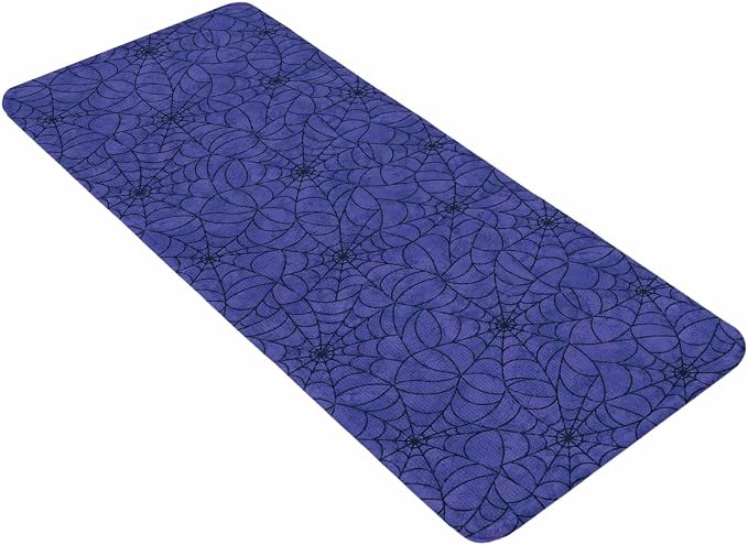 Runner Rug Indoor Outdoor 15.7"x47.2",Navy Blue Halloween Absorbent Non Slip Entry Door Mat,Black Spiders Net Classic Gingham Low-Profile Hallway Rugs for Kitchen Laundry Room Entryway Mudroom
