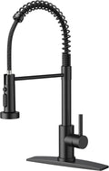 FORIOUS Black Kitchen Faucet with Pull Down Sprayer, Stainless Steel Single Handle Classic Spring Commercial Sink Faucet for Laundry & Utility Room RV Camper Bar Farmhouse