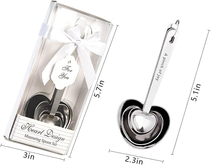 40 Packs Love Heart Shape Design Measuring Spoons Set for Bridal Shower Party or Wedding Favors,Gifts or Souvenirs to Guests with Handmade Gift Boxes,Christmas/Holiday Party Decor
