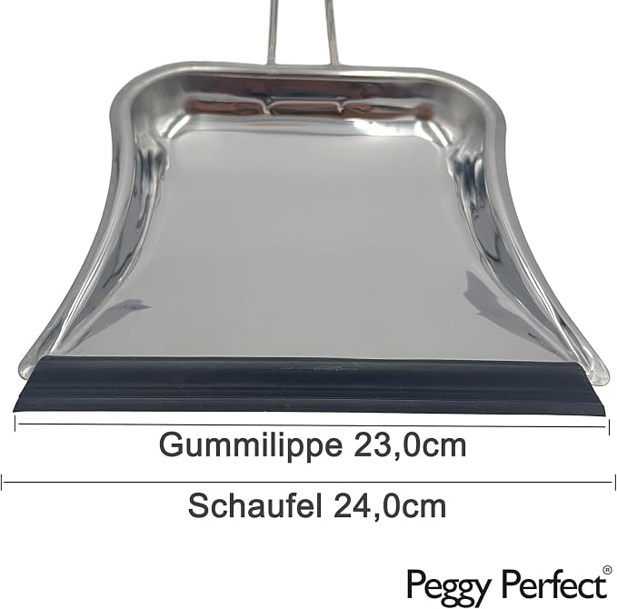 Premium Broom Set with Beech Wood Broom, Stainless Steel Dustpan and Pointed Rubber Edge - Hand Broom with Synthetic Hair Mixture - Attachable Dustpan and Broom