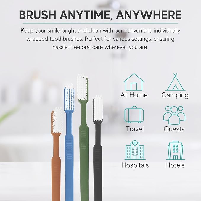 Avistar 240 Prepasted Disposable Toothbrushes Individually Wrapped - Single Use Pre Pasted Disposable Toothbrushes with Toothpaste Built in - Waterless Toothbrush for Travel, Guests, Hotel, & Camping