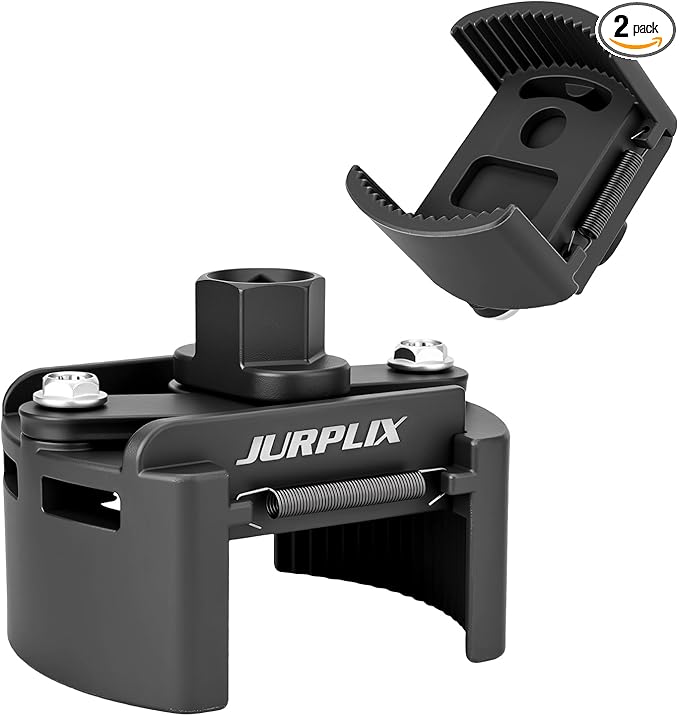 2PCS Universal Adjustable Oil Filter Wrench 60-80 mm & 80-105 mm, Oil Filter Removal Tool with Auto-Clamp Spring, 1/2" Drive Cap Wrench Set with Non-Slip Jaws, Fits Small to Heavy Duty Spin-on Filters