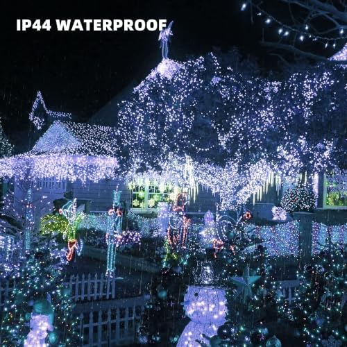 TW SHINE Christmas Lights, 200 LED 66FT Outdoor Christmas Lights Plug in with 8 Modes, Waterproof Light Outdoor, Indoor Xmas Decorations for Party Yard House Decor, White