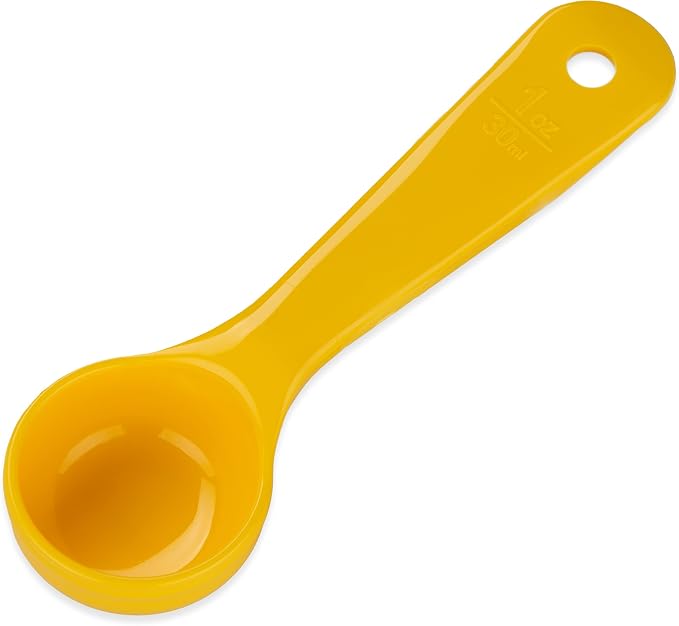 Carlisle FoodService Products 492104 Measure Miser Solid Measuring Spoon with Short Handle, 1 Ounce, Yellow