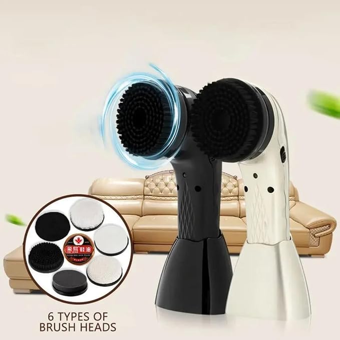 USB Rechargeable Electric Shoe Polisher,Portable Handheld Leather Shoe Shine Machine with Replacement Brush Heads,Multifunctional Leather Care Buffer for Shoes,Bags,Sofas,Car Seats,Brass