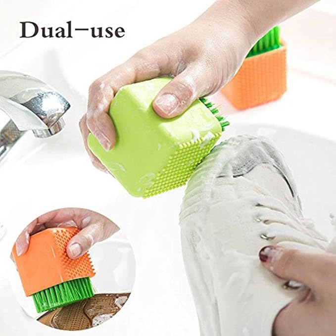 Silicone Laundry Brush Potted Washing Brush Multi-Functional Cleaning Brush, Clothes Underwear Shoes Cleaning Tool, Plastic Soft Cleaning Tool, Household Cloth Washing Brush (Mix)