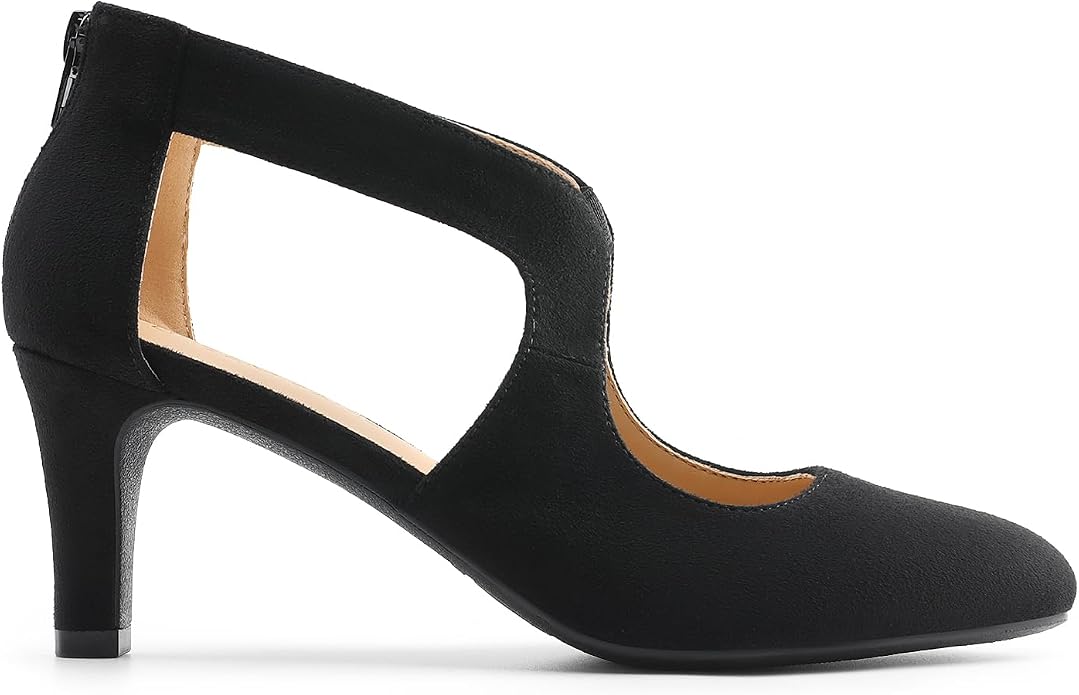DREAM PAIRS Women's Pumps Closed Pointed Toe Kitten Heels | Elegant Party Dress Shoes with Chic Crisscross Cutouts, 2.76 Inch Heel, and Back Zip for Polished, All-day Secure Strides