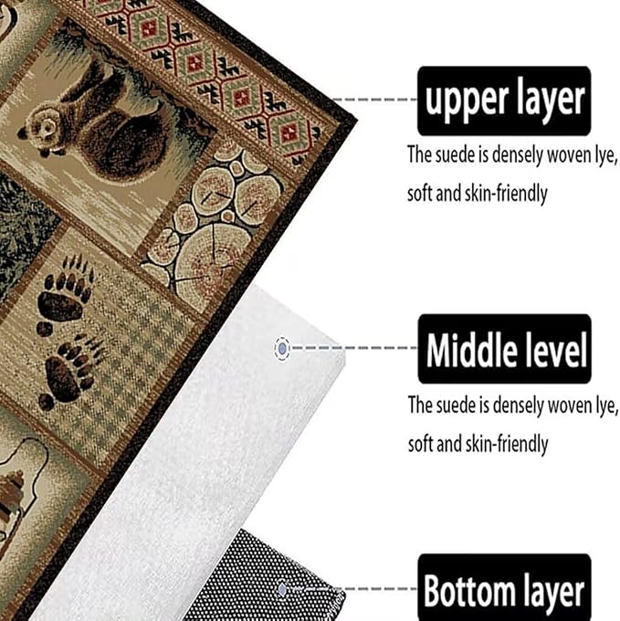 Lodge Native Cabin Style Rustic Area Rug for Living Room Empire Bear Rugs Vintage Western Carpet Wildlife Floor Mat 5'x7'