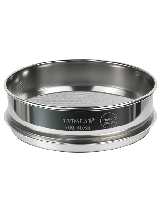 All 304 Stainless Steel 700 Mesh Test Sieve (0.020mm Aperture), 8 Inch/20cm Diameter, Ultra Fine Micron Filter, Lab Analysis Screen for Superfine Powder Separation
