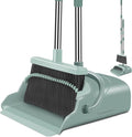 Upgrade Broom and Dustpan Set, Large Size and with Long Handle, Upright,Ideal for Indoor Outdoor Garage Kitchen Room Office Lobby Use (Green)