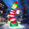 Lulu Home 9FT Christmas Inflatable, Giant Lighthouse with Santa & Reindeer