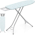 COSTWAY Ironing Board Full Size, Foldable Iron Table w/Rest, Height Adjustable, Removable Cover, Heavy-Duty Metal, Compact and Space Saver Iron Board for Living Room, Laundry (Turquoise Leaves)