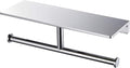 Double Toilet Roll Paper Holder Bathroom Solid Brass and Superior Hotel Style Wall Mount Tissue Roll Holder with Storage Shelf Bright Chrome Finished