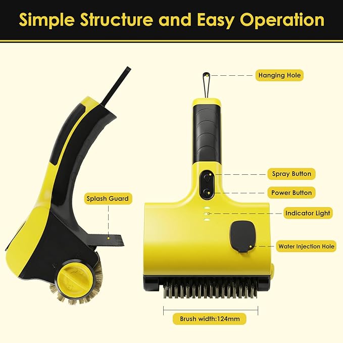 BBQ Grill Brush for Outdoor Grill, Electric Grill Cleaner with Water Tank Cordless Rechargeable BBQ Tool Spin Grill Cleaner Brush with 2 Removable Brush Head BBQ Grill Brush