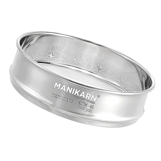 Test Sieve 8 Inch (200mm) – 355 Micron Mesh, ASTM No. 45 – Grade 304 Stainless Steel Frame & Mesh – Laboratory Sieve for Soil, Sand, and Particle Size Analysis