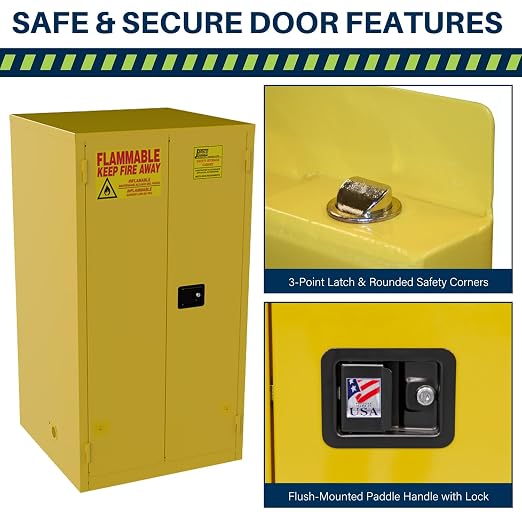 Jamco 60 Gallon Steel Flammable Safety Cabinet, Self-Closing Doors, Yellow | All-Welded Double-Wall Steel Flammable Storage Cabinet, Lockable Doors, 34"W X 34"D X 65"H, Osha & Fm Certified, Made In Usa