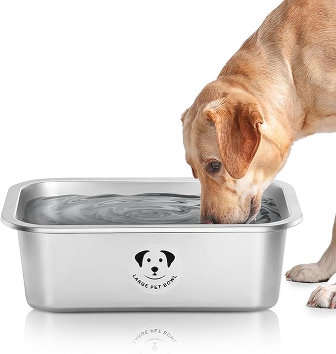 Stainless Steel Dog Bowls for Large Dogs, High Capacity Metal Dog Food Bowls, Food and Water Bowl for Larges, X-Large, and Big Dogs 3.2 Gallons
