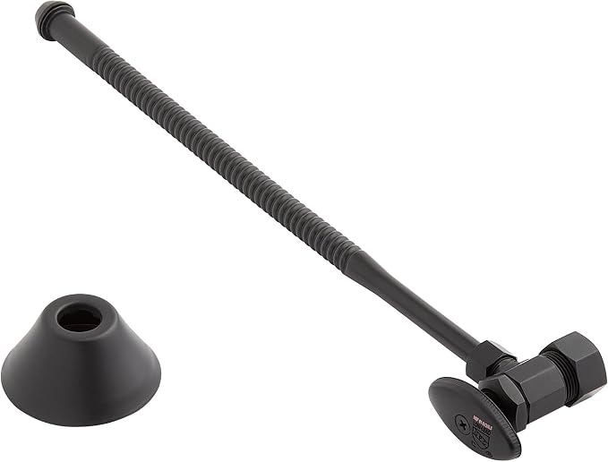 Signature Hardware 948025 Corrugated Toilet Supply Kit with 5/8" OD X 3/8" OD Angle Stop - Matte Black