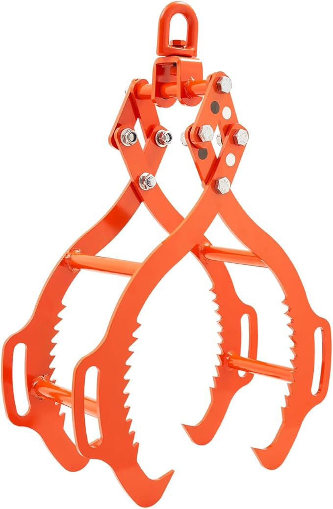 VEVOR Log Lifting Tongs 32in, 4 Serrated Claw Hook Log Tongs, Heavy Duty Steel Swivel Dragging Tongs, 2200LBS Log Grapple with Handles, Lumber Log Skidding Tongs for Tractors, Trucks, Forklifts, ATVs