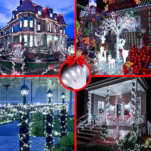 492FT Outdoor Christmas Lights, 1300 LED Super Long String Lights 8 Lighting Modes & Timer Memory, Outsite Waterproof Light Strings for Xmas Tree Garden Wedding Party Holiday Decorations Cool White