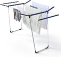 JS HANGER Extendable Clothes Drying Rack with Fold-Out Wings & Sock Clips, Expands from 41" to 67", Extra Wide Laundry Drying Rack Indoor Outdoor, Folding Rack for Clothes, Towels & Delicates