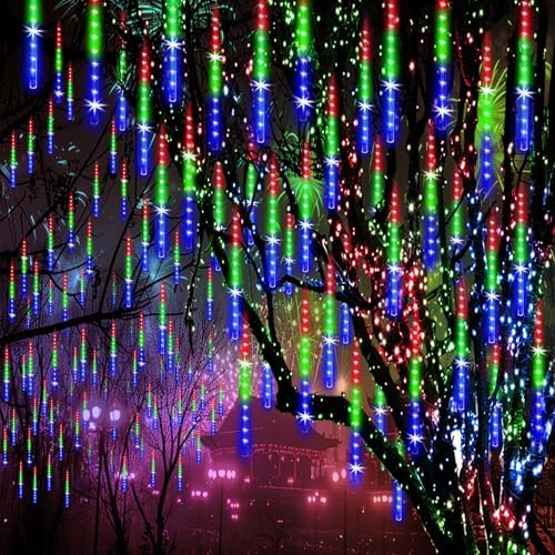 Outdoor Christmas Meteor Shower Lights 16Tube 384LEDs Dripping Icicle Light