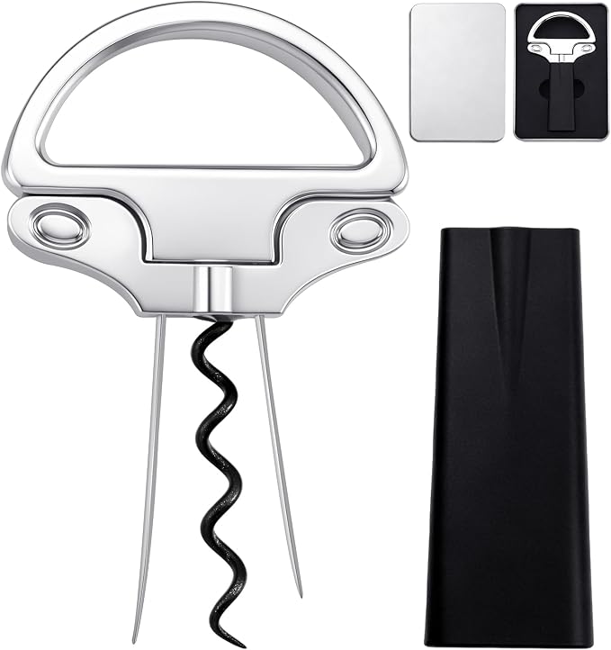 Ah So Wine Opener Two Part Stainless Steel Vintage Corkscrew Cork for Easy Remover Two Prong Cork Puller for Delicate Old Corks