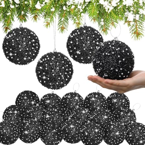 Lyrow 24 Pcs 4" Christmas Ball, Black