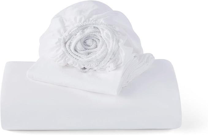 Bedsure Duvet Cover Full Size with Fitted Sheet - 4 Pieces Prewashed Polyester Soft Bedding Set, Includes 1 Duvet Cover 80x90 Inches with Zipper Closure, 2 Pillow Shams, 1 Fitted Sheet, Bright White