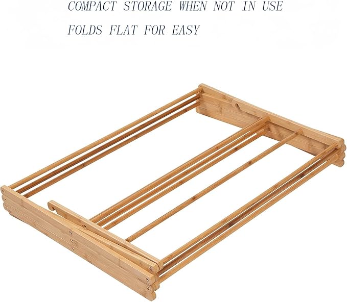 Collapsible Bamboo Drying Rack – Foldable Laundry Drying Stand for Indoor/Outdoor Use – Space-Saving Clothes Rack for Towels, Blankets & Delicates | Foldable Laundry Drying Stand for Indoor/Outdoor Use – Space-Saving Clothes Rack for Towels, Blankets &...