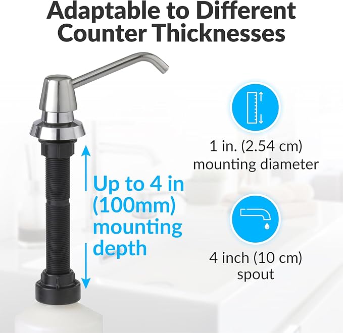 Bobrick B-822 Manual Top Fill Liquid Soap Dispenser 34 fl oz. (1L) Liquid Soap Capacity, 4- Inch Free-Turning Spout for Public Restroom Countertops, Chrome Finish