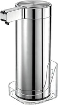 Touchless Automatic Soap Dispenser Stainless Steel with Sensor Infrared 9 oz Electric IPX5 Waterproof USB-C Charging Motion Sensor for Kitchen & Bathroom (Chrome Silvery)