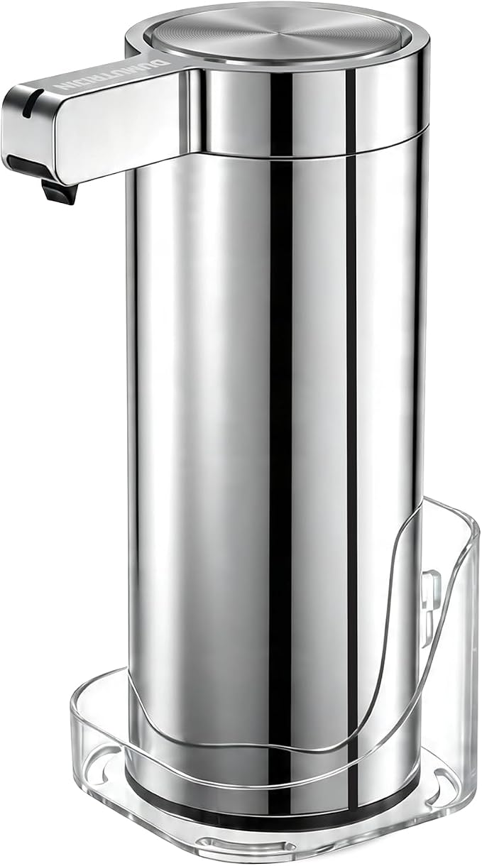 Touchless Automatic Soap Dispenser Stainless Steel with Sensor Infrared 9 oz Electric IPX5 Waterproof USB-C Charging Motion Sensor for Kitchen & Bathroom (Chrome Silvery)