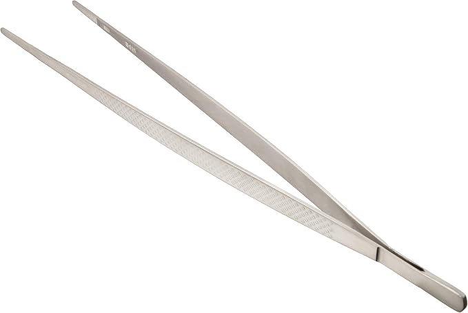 Mercer Culinary 18-8 Stainless Steel Precision Plus Chef Plating Tong, Straight, 11-3/4 Inch