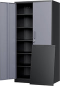 Metal Storage Cabinet with Locking Doors and 5 Adjustable Shelves, 72" Garage Storage Cabinet Steel Lockable for Office,Home,Garage