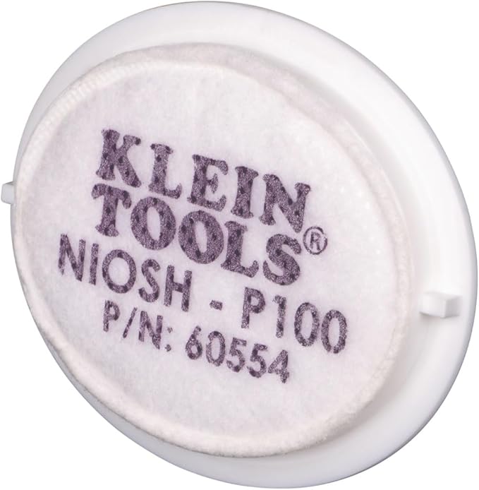 Klein Tools 60553 Reusable P100 Half-Mask Respirator with Replaceable Filters for Dust, Metal Fumes, and Oil Mist, S/M