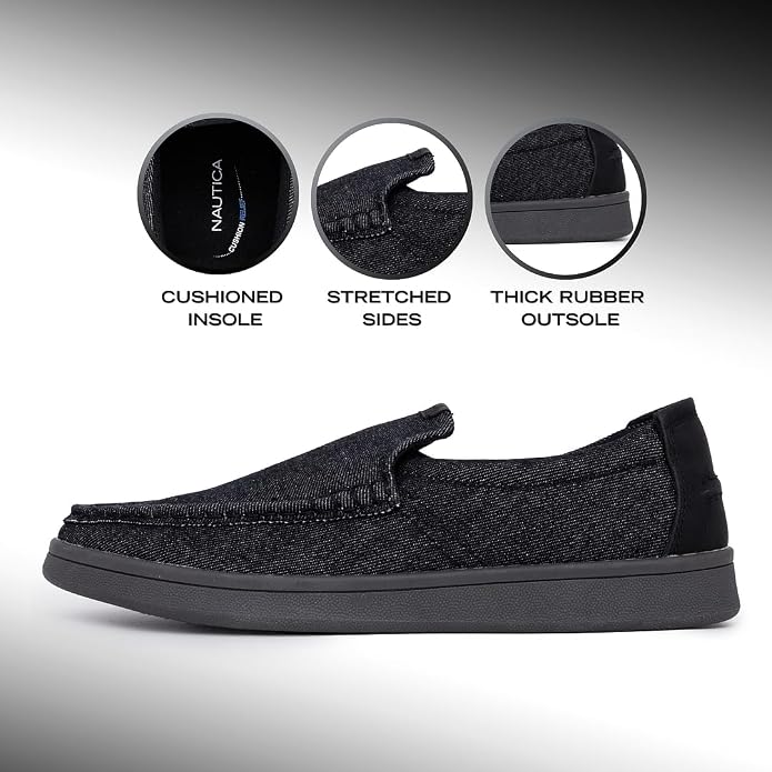 Nautica Men's Slip-On Loafers Casual Moc Toe Sneakers Boat Shoes Slipper for Men – Lightweight & Comfortable - Derwin