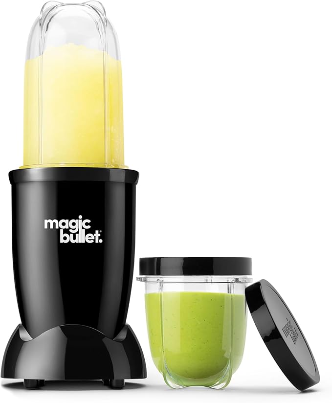 magic bullet Blender Set, 7-Piece Set, 250W Blender and Food Processor, 2 Blending Cups, Cross Blade, Compact Design, Smoothies, Sauces, Silver, MBR-0701AK