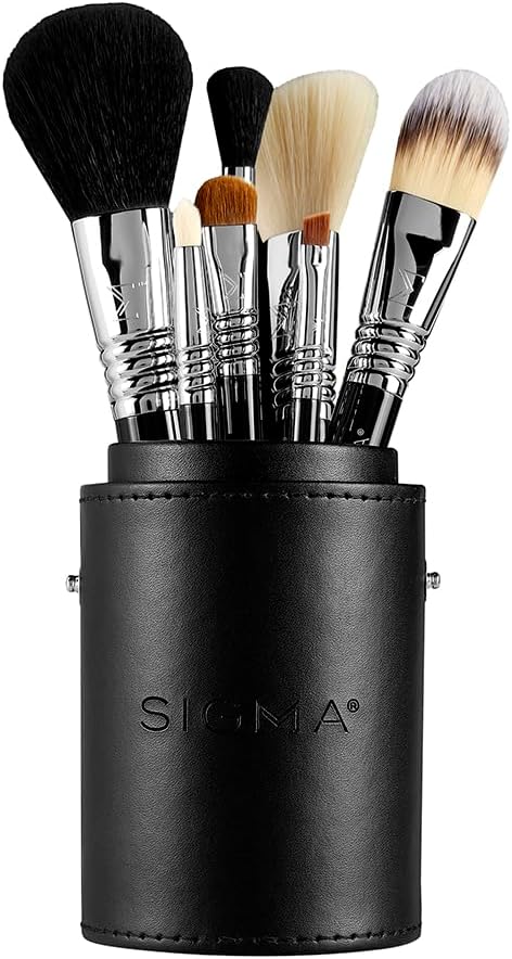 Sigma Brush Cup Holder - Two Makeup Brush Cups Snap Together for On-the-Go - Keep Makeup Brushes Clean and Protected - Makeup Brush Holder for Travel or Home - Black