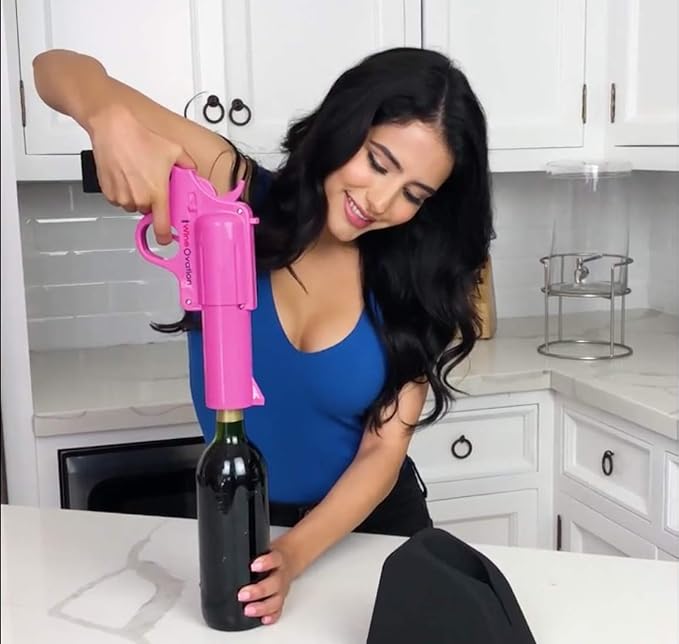 WineOvation Electric Gun Wine Opener (Black) - Open your Wine Bottle fast and without hassle - Great Gifts for Gun Enthusiasts and Wine Lovers