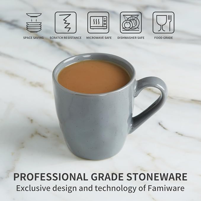 famiware Mars 4 Pieces Coffee Mug, 14oz Tea Mug, Catering Mugs with Handle for Coffee, Tea, Cocoa, Milk, Multi-color