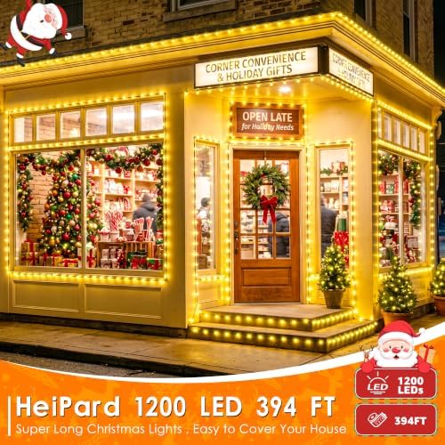 1200 LED Christmas Lights 394 FT Warm White Outdoor Remote Plug