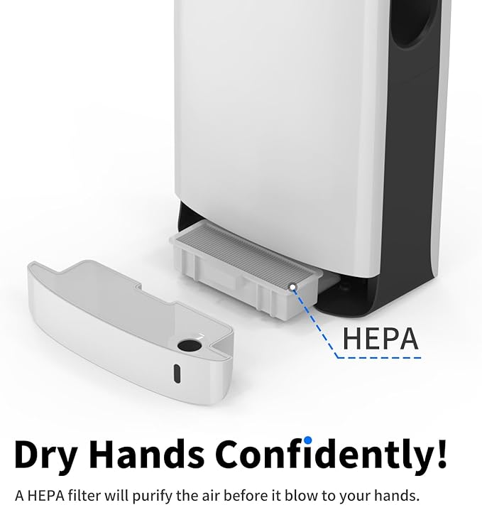 AIKE HEPA Filtered Vertical Hand Dryer Slim, 110-130V White Model AK2065
