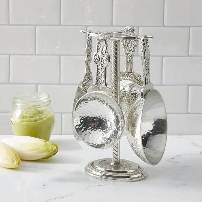 Crosby & Taylor Fleur de Lys Pewter Measuring Cups with Display Post