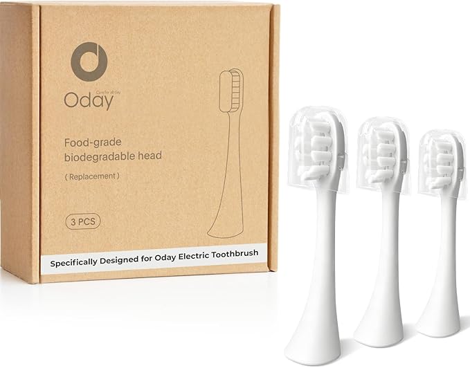 Oday Electric Toothbrush Heads, Long-Lasting Replacement Brush Heads, Compatible Only with Sonic Electric Toothbrush White - Pack of 3