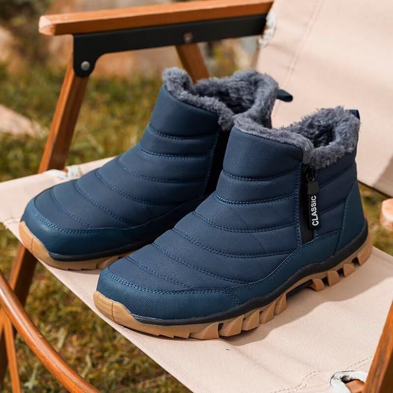Jakcuz Mens Snow Boots Water-resistant Fur Lined
