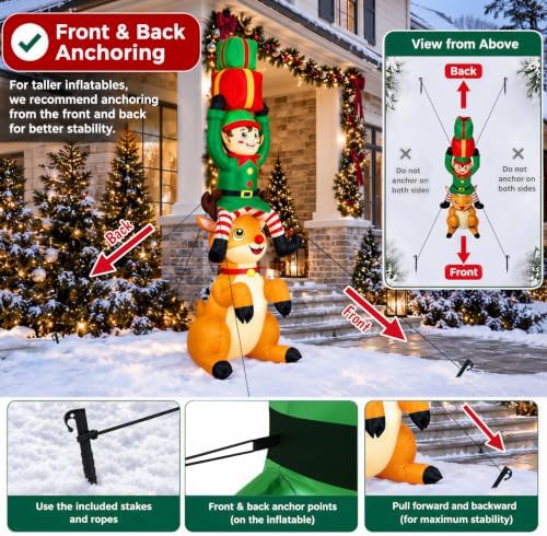 7.5FT Elf Reindeer + 3FT Santa Claus Inflatable Christmas Decorations